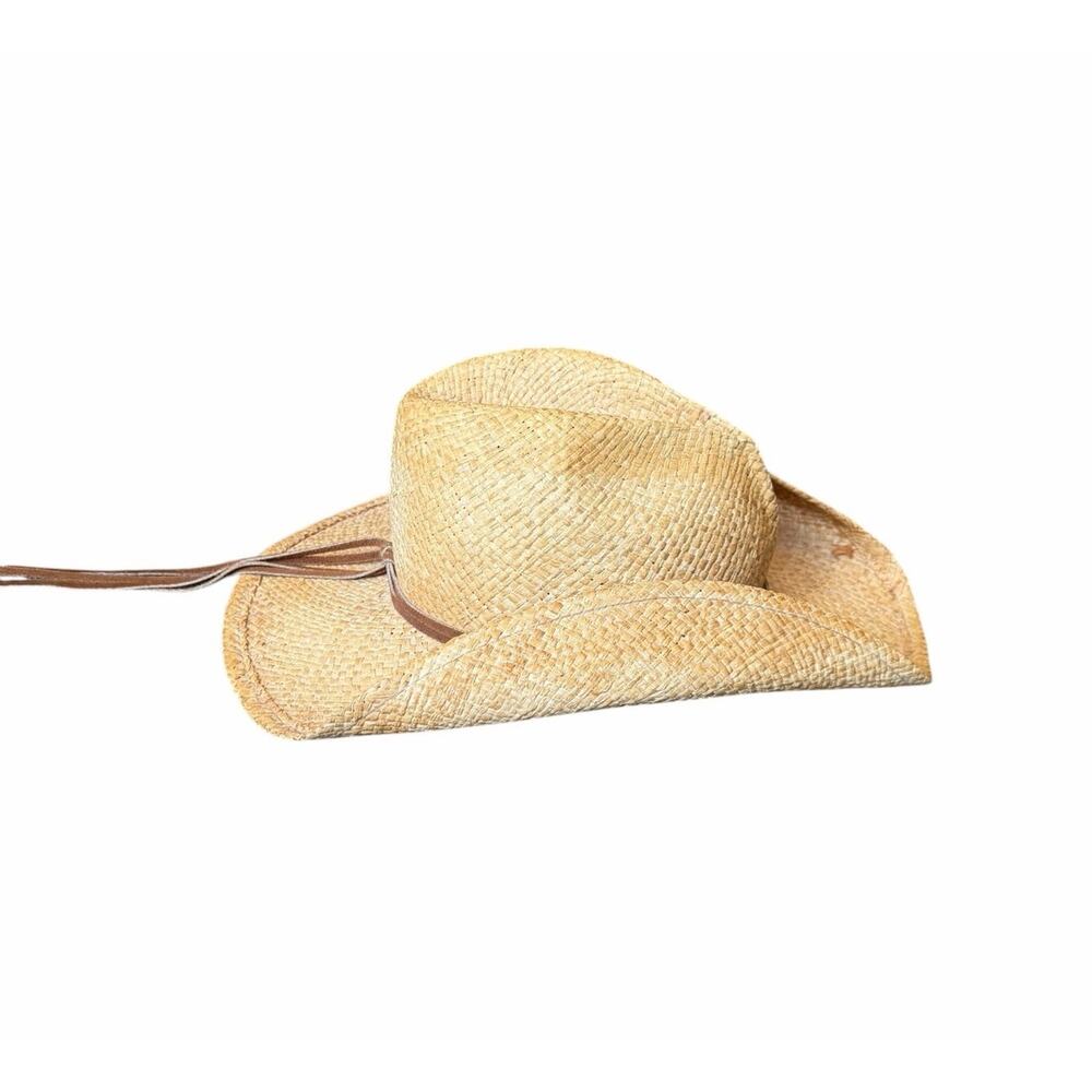 Dorfman Pacific Raffia Cowboy Hat Natural Straw Western Wide Brim L XL - Picture 3 of 16